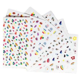8 Sheets Random Patterned Colorful Summer Rainbow Nail Stickers Self-Adhesive DIY Nail Art Decals Nail Decals