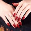 Wine Red False Fingernails Artificial False Nails Tips Full Cover Fake Nail Art Decoration Fake Nails