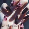 Splash-ink Dark Red/ Black Sharp False Fingernails Artificial False Nails Tips