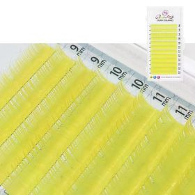 GLAMLASH Color Lash Purple Blue Brown Green Red White Pink Yellow Eyelash Extensions Individual False Colored Mink Lashes Makeup (Curl, Thickness, Length: D, 0.10mm, 8-14mm Mix, Color: Yellow)