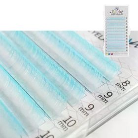 GLAMLASH Color Lash Purple Blue Brown Green Red White Pink Yellow Eyelash Extensions Individual False Colored Mink Lashes Makeup (Curl, Thickness, Length: D, 0.07mm, 8-14mm Mix, Color: White Blue)