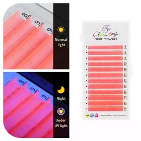 GLAMLASH Color Lash Purple Blue Brown Green Red White Pink Yellow Eyelash Extensions Individual False Colored Mink Lashes Makeup (Curl, Thickness, Length: C, 0.07mm, 8-14mm Mix, Color: UV Red)