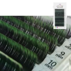 GLAMLASH Color Lash Purple Blue Brown Green Red White Pink Yellow Eyelash Extensions Individual False Colored Mink Lashes Makeup (Curl, Thickness, Length: C, 0.07mm, 8-14mm Mix, Color: Gradient Green)