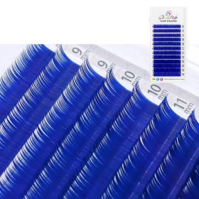 GLAMLASH Color Lash Purple Blue Brown Green Red White Pink Yellow Eyelash Extensions Individual False Colored Mink Lashes Makeup (Curl, Thickness, Length: D, 0.15MM, 8-14mm Mix, Color: Blue)