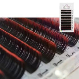 GLAMLASH Color Lash Purple Blue Brown Green Red White Pink Yellow Eyelash Extensions Individual False Colored Mink Lashes Makeup (Curl, Thickness, Length: D, 0.07mm, 8-14mm Mix, Color: Gradient Red)