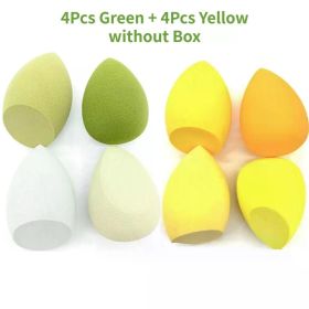 4/8pcs Makeup Sponge Blender Beauty Egg Cosmetic Puff Soft Foundation Sponges Powder Puff Women Make Up Accessories Beauty Tools (Color: 4 Green 4 Yellow)