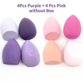 4/8pcs Makeup Sponge Blender Beauty Egg Cosmetic Puff Soft Foundation Sponges Powder Puff Women Make Up Accessories Beauty Tools (Color: 4 Purple 4 Pink)