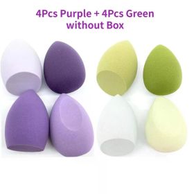 4/8pcs Makeup Sponge Blender Beauty Egg Cosmetic Puff Soft Foundation Sponges Powder Puff Women Make Up Accessories Beauty Tools (Color: 4 Purple 4 Green)