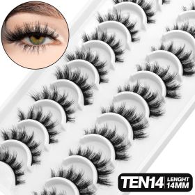 GROINNEYA 5/10 pairs 3D Mink Lashes Faux Mink Fluffy Lash Soft Full Thick Wispy Eyelash Dramatic False Eyelashes Makeup (Color: 10pairs-TEN14)