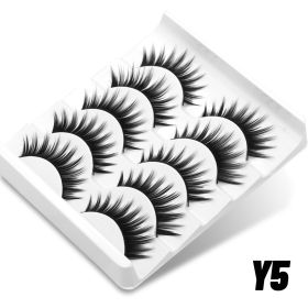 GROINNEYA 5/10 pairs 3D Mink Lashes Faux Mink Fluffy Lash Soft Full Thick Wispy Eyelash Dramatic False Eyelashes Makeup (Color: 5pairs-Y5)