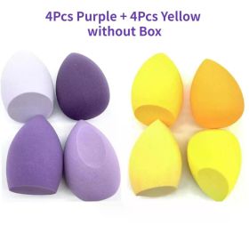 4/8pcs Makeup Sponge Blender Beauty Egg Cosmetic Puff Soft Foundation Sponges Powder Puff Women Make Up Accessories Beauty Tools (Color: 4 Purple 4Yellow)