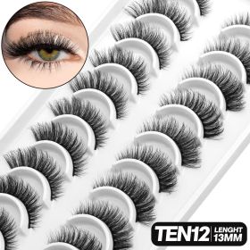 GROINNEYA 5/10 pairs 3D Mink Lashes Faux Mink Fluffy Lash Soft Full Thick Wispy Eyelash Dramatic False Eyelashes Makeup (Color: 10pairs-TEN12)