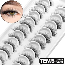 GROINNEYA 5/10 pairs 3D Mink Lashes Faux Mink Fluffy Lash Soft Full Thick Wispy Eyelash Dramatic False Eyelashes Makeup (Color: 10pairs-TEN15)