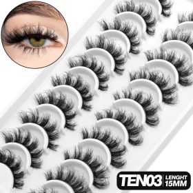 GROINNEYA 5/10 pairs 3D Mink Lashes Faux Mink Fluffy Lash Soft Full Thick Wispy Eyelash Dramatic False Eyelashes Makeup (Color: 10pairs-TEN03)