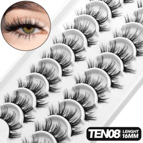 GROINNEYA 5/10 pairs 3D Mink Lashes Faux Mink Fluffy Lash Soft Full Thick Wispy Eyelash Dramatic False Eyelashes Makeup (Color: 10pairs-TEN08)