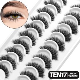 GROINNEYA 5/10 pairs 3D Mink Lashes Faux Mink Fluffy Lash Soft Full Thick Wispy Eyelash Dramatic False Eyelashes Makeup (Color: 10pairs-TEN17)