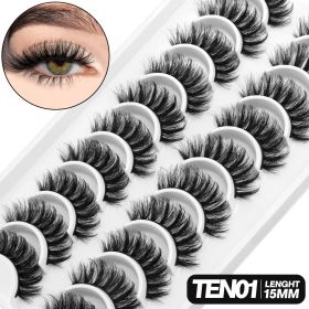 GROINNEYA 5/10 pairs 3D Mink Lashes Faux Mink Fluffy Lash Soft Full Thick Wispy Eyelash Dramatic False Eyelashes Makeup (Color: 10pairs-TEN01)