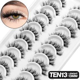 GROINNEYA 5/10 pairs 3D Mink Lashes Faux Mink Fluffy Lash Soft Full Thick Wispy Eyelash Dramatic False Eyelashes Makeup (Color: 10pairs-TEN13)