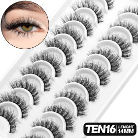 GROINNEYA 5/10 pairs 3D Mink Lashes Faux Mink Fluffy Lash Soft Full Thick Wispy Eyelash Dramatic False Eyelashes Makeup (Color: 10pairs-TEN16)