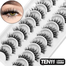 GROINNEYA 5/10 pairs 3D Mink Lashes Faux Mink Fluffy Lash Soft Full Thick Wispy Eyelash Dramatic False Eyelashes Makeup (Color: 10pairs-TEN11)