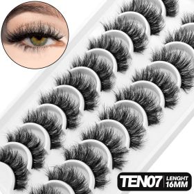 GROINNEYA 5/10 pairs 3D Mink Lashes Faux Mink Fluffy Lash Soft Full Thick Wispy Eyelash Dramatic False Eyelashes Makeup (Color: 10pairs-TEN07)