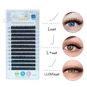 Yelix L Curl Lash Extension 8-15mm MIX Matte Mink Eyelashes Extension Individual Eyelashes L+/LU/M Curl Makeup False Lashes (Thickness, Length: 0.07mm, 15mm, Curl: LD)
