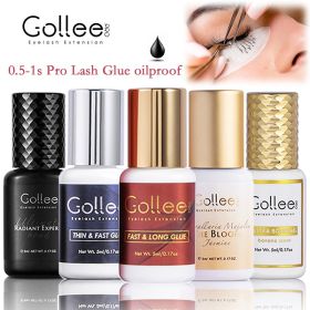 Gollee 0.5-1s Fast Adhesives for Eyelash Extensions No Odor Glue Eyelash Extensions No Irritation Lash Extension Supplies Makeup (Color: 5 pcs set)