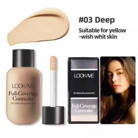 Waterproof Liquid Concealer Foundation Cream Lasting Full Coverage Acne Spot Dark Circles Concealer Cream Face Makeup Cosmetic (Color: Concealer 03 DEEP)