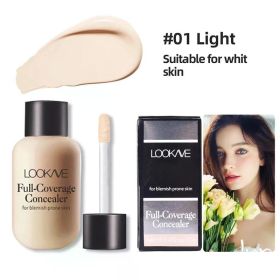 Waterproof Liquid Concealer Foundation Cream Lasting Full Coverage Acne Spot Dark Circles Concealer Cream Face Makeup Cosmetic (Color: Concealer 01 LIGHT)