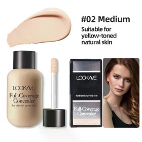 Waterproof Liquid Concealer Foundation Cream Lasting Full Coverage Acne Spot Dark Circles Concealer Cream Face Makeup Cosmetic (Color: Concealer 02 MEDIUM)