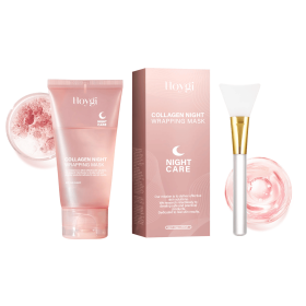 Collagen Peel-off Mask Deep Hydrating Fade Fine Lines Firming Shrink Pores Brightening Overnight Wrapping Mask Face Skin Care (Color: A 1 Set)