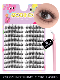 GROINNEYA Lash Clusters K Pop Liz Pick DIY Lashes Kit Volume Individual Lashes Volume & Natural Look Natural Eyelash Extension (Color: Vivacious girl)