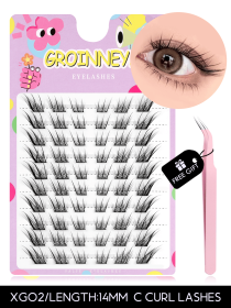 GROINNEYA Lash Clusters K Pop Liz Pick DIY Lashes Kit Volume Individual Lashes Volume & Natural Look Natural Eyelash Extension (Color: Cat eye Styles)