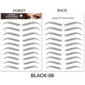 Water-based Hair-liked Authentic Eyebrow Tattoo Sticker Waterproof Cosmetics Long Lasting Makeup False Eyebrows Stickers (Color: Black-08)