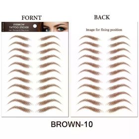 Water-based Hair-liked Authentic Eyebrow Tattoo Sticker Waterproof Cosmetics Long Lasting Makeup False Eyebrows Stickers (Color: Brown-10)