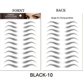 Water-based Hair-liked Authentic Eyebrow Tattoo Sticker Waterproof Cosmetics Long Lasting Makeup False Eyebrows Stickers (Color: Black-10)