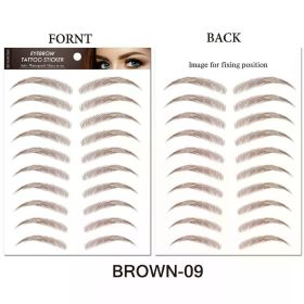 Water-based Hair-liked Authentic Eyebrow Tattoo Sticker Waterproof Cosmetics Long Lasting Makeup False Eyebrows Stickers (Color: Brown-09)
