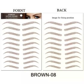 Water-based Hair-liked Authentic Eyebrow Tattoo Sticker Waterproof Cosmetics Long Lasting Makeup False Eyebrows Stickers (Color: Brown-08)