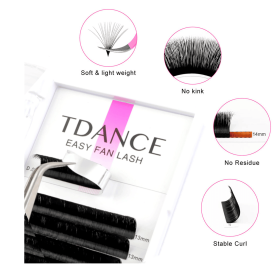 TDANCE Easy Fan Lashes Fast Bloom Faux Mink Eyelash Extension Austomatic Flowering Self-Making Volume Natural Makeup Beauty Lash (Curl, Thickness: D, 0.05mm, Color: 8mm)