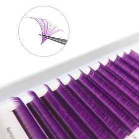 Eyelash Black Ombre Easy Fanning Volume Lashes Extensions Gradient Colored Automatic Flower Lash Eyelashes Mink Mix Lash Tray (Curl, Thickness, Length: C, 0.07mm, MIx15-20mm, Color: Purple)