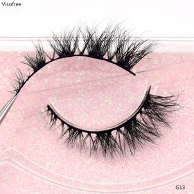 Visofree Mink Eyelashes 3D Mink Lashes Thick HandMade Full Strip Lashes Cruelty Free Mink Lashes False Eyelashes Makeup M56 (Color: G13(Soft Case))