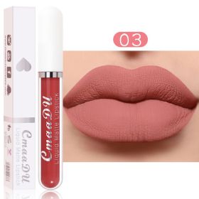 Sexy Long Lasting Velvet Matte Lip Gloss Rose Liquid Lipstick Makeup Women Beauty Red Nonstick Cup Waterproof Lip Gloss 18 Color (Color: 03, size: 2.5ml)