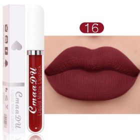Sexy Long Lasting Velvet Matte Lip Gloss Rose Liquid Lipstick Makeup Women Beauty Red Nonstick Cup Waterproof Lip Gloss 18 Color (Color: 16, size: 2.5ml)