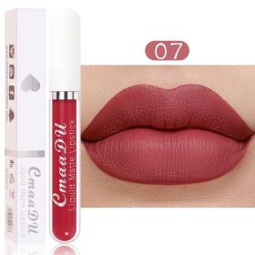 Sexy Long Lasting Velvet Matte Lip Gloss Rose Liquid Lipstick Makeup Women Beauty Red Nonstick Cup Waterproof Lip Gloss 18 Color (Color: 07, size: 2.5ml)