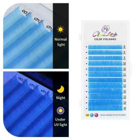 GLAMLASH Color Lash Purple Blue Brown Green Red White Pink Yellow Eyelash Extensions Individual False Colored Mink Lashes Makeup (Curl, Thickness, Length: D, 0.07mm, 8-14mm Mix, Color: UV Blue)