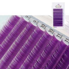 GLAMLASH Color Lash Purple Blue Brown Green Red White Pink Yellow Eyelash Extensions Individual False Colored Mink Lashes Makeup (Curl, Thickness, Length: C, 0.15MM, 8-14mm Mix, Color: Purple)