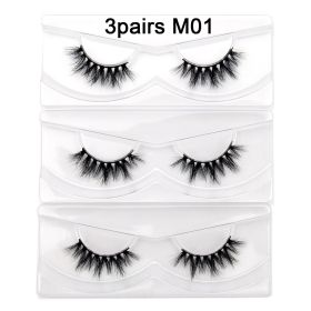 Visofree Mink Eyelashes 3D Mink Lashes Thick HandMade Full Strip Lashes Cruelty Free Mink Lashes False Eyelashes Makeup M56 (Color: 3pairs M01 no box)