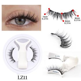 Hot Magnetic Eyelashes Set 1 Pair Reusable No Glue Needed False Eyelashes with Magnetic Tweezers Curly Faux Lashes Makeup Tool (Color: 1Pair LZ11)