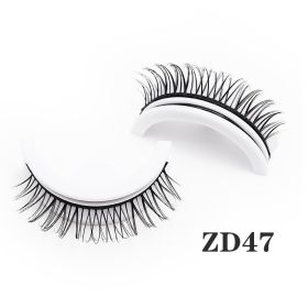 1Pair Makeup Self-adhesive Faux Mink False Eyelashes No Residue On The Skin 3D False Eyelashes Reusable Natural Long Eyelashes (Color: ZD47)