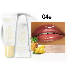 Nude Brown Plumping Lip Gloss Moisturising Fruit Lip Oil Transparent Fullness Lips Tint Soft Tube Makeup Applicator Beauty Care (Color: 04)